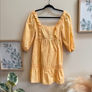 MINKPINK Mustard Yellow Mini Dress with Ruffle Trim